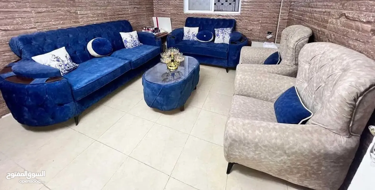 طقم كنب مودرن وارد شهوان بحال الوكاااله تفصيل خشب سويد لواح قوي وبحمل دعك 7 مقاعد
