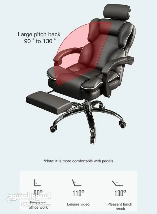 كرسي المكتب التنفيذي لون اسود مع جوانب مريحة ومسند للراس والقدين يجمع بين الفخامة، الراحة المطل