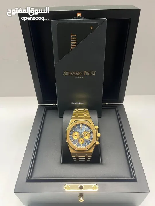 AP Royal Oak Chronograph – 41mm Yellow Gold Blue Tapisserie Dial  Full Package