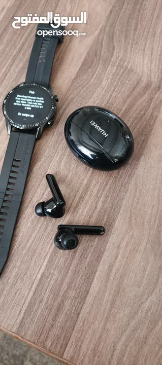 Huawei smart watch GT 2 and huawei  freebuds 4i ساعة وسماعة huawei الاصلي