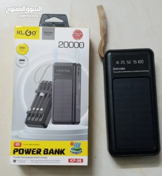 شاحن بور بانك شمسي و كهرباء بطاريه 20000 مللي امبير شحن تلفون خلوي طاقه شمسيه اضائه power Bank