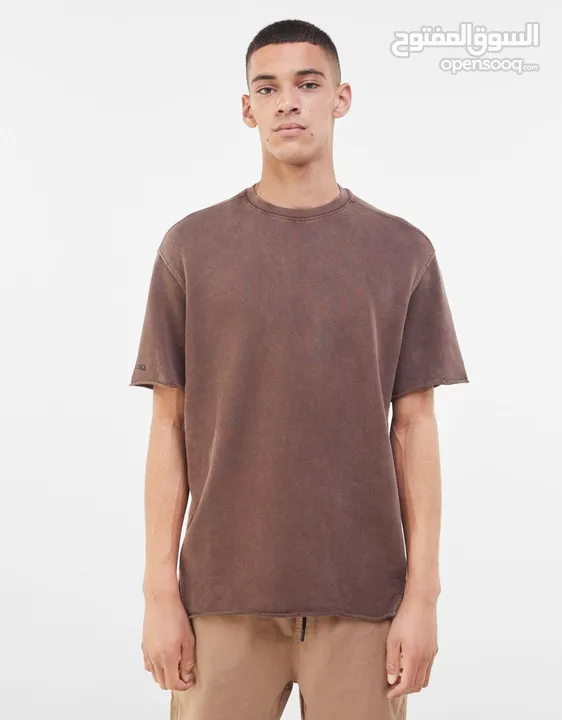 Bershka Brown Heavy Weight Sweat S/S Shirt - Brown