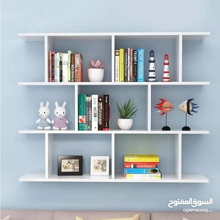رفوف خشب شاشه ومطبخ وحمام وديكور حائط وستاند مكياج وجلاتين وكتب وصيدليه ومطبخ وغيره