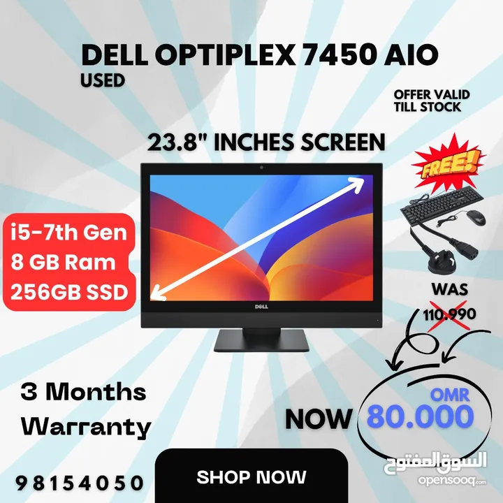 Dell OptiPlex 7450 AIO – Powerful & Stylish All-in-One PC! High-Performance i5 7th Gen