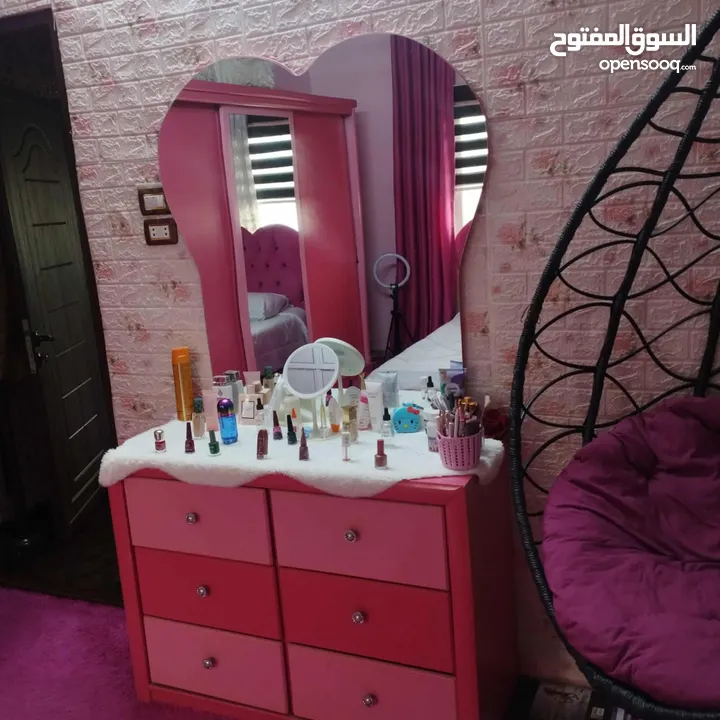 غرفه نوم بنات بحال الوكاله تفصيل بالكامل مع البرادي والمكيت