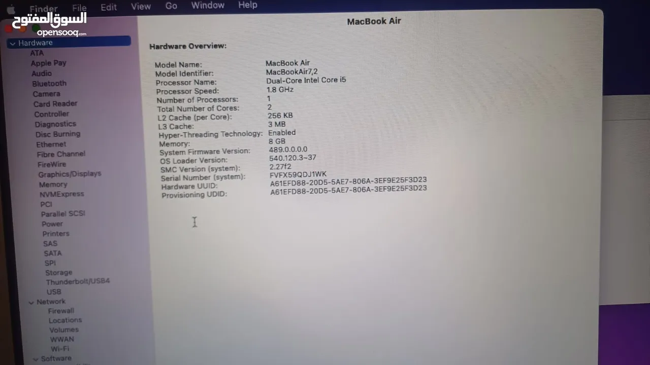 Mac book Air i5 13.3 2017 Model No A1466 جهاز ماك بوك