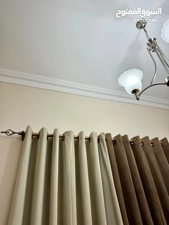 Curtains, Blackout Double Layered 6 piece curtain with 2 good quality metal rods