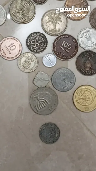 عملات قديمه من فئه لجنيه الاسرائيلي وليره السرائيليه وفئه الشيكل وعملاد معدنيه فلسطينيه