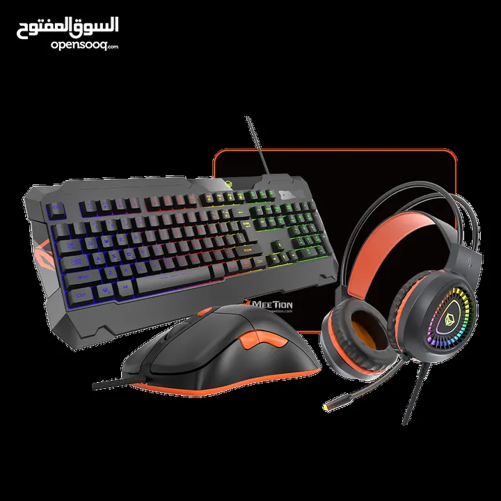MEETION C505 GAMING 4 IN 1 KIT KEYBOARD MOUSE HEADPHONE AND MOUSE PAD-كيبورد وماوس سلكي قيمينق مضيء