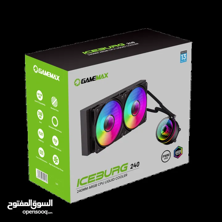 مراوح تبريد مائية مع شاشه تبريد قياس 240 سم  Gamemax IceBurg 240 Digital WH Fan