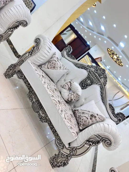 طقم كنب مصري دمياطي 9مقاعد خشب زان تفصيل؛