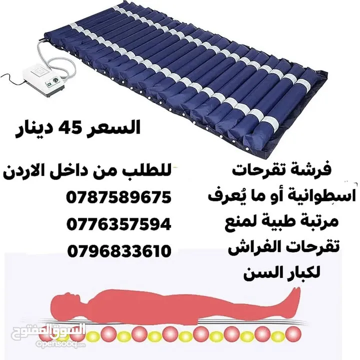 فرشة تقرحات اسطوانية أو ما يُعرف مرتبة طبية لمنع تقرحات الفراش لكبار السن هي حل فعال لتخفيف الضغط وت