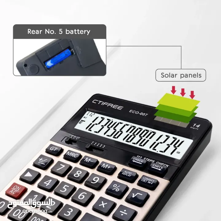 آلة حاسبه 14 رقم اله حاسبة ثنائية القدرة تعمل بالطاقة الشمسية وعن طريق البطارية CALCULATOR