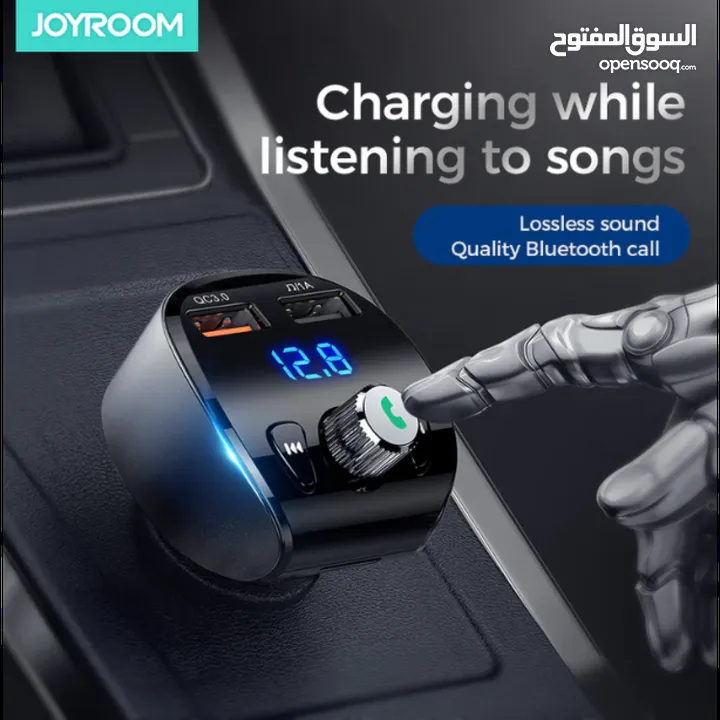 جهاز FM Transmitter جوي روم للسيارة JOYROOM JR-CL02 – شاحن + بلوتوث + تشغيل موسيقى!