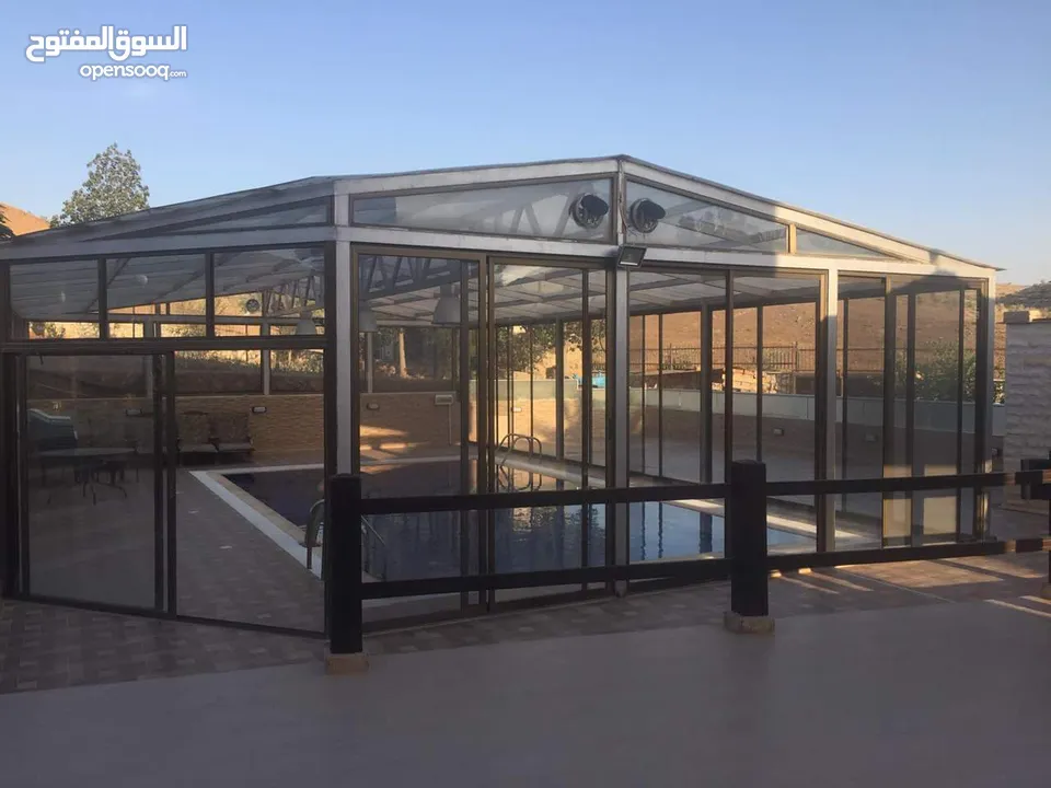 للبيع شاليه السلط حوض الخيمه التحته مساحة الارض4 دونم مساحة البناء 280 مع بركة سباحه السعر 140الف