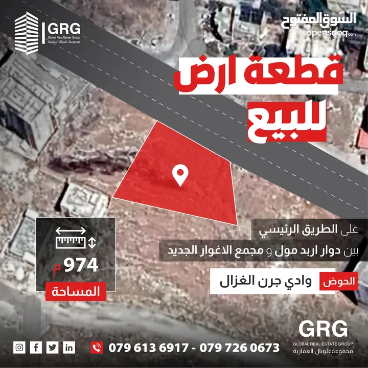 قطعة ارض للبيع على الطريق الرئيسي بين اربد مول و مجمع الاغوار الجديد