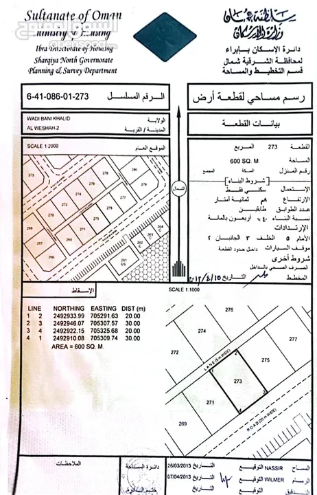 أرض سكنية في مربع الوشاح ولاية وادي بني خالد للبيع 