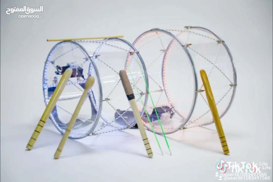 طبول للدبكات شفاف مع اضاءة متغيرة عدة الوان