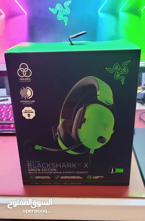 Razer BlackShark V2 X Green Edition Headset جديدة مختومة بسعر حرق