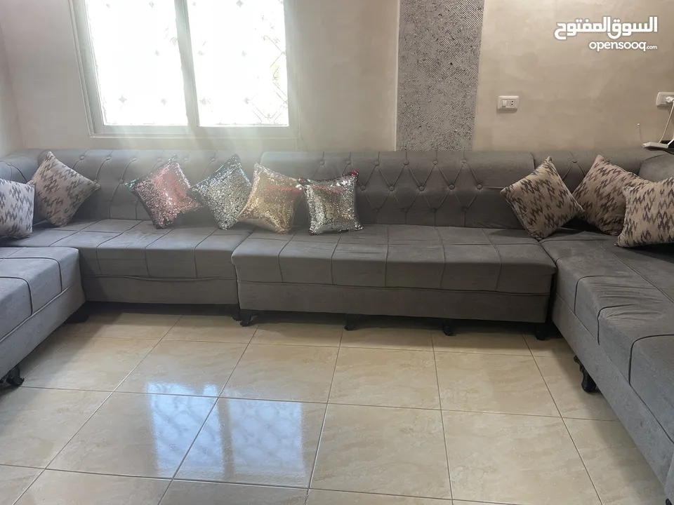 كنب 14  مقعد قماش أمريكي لون رمادي للبيع