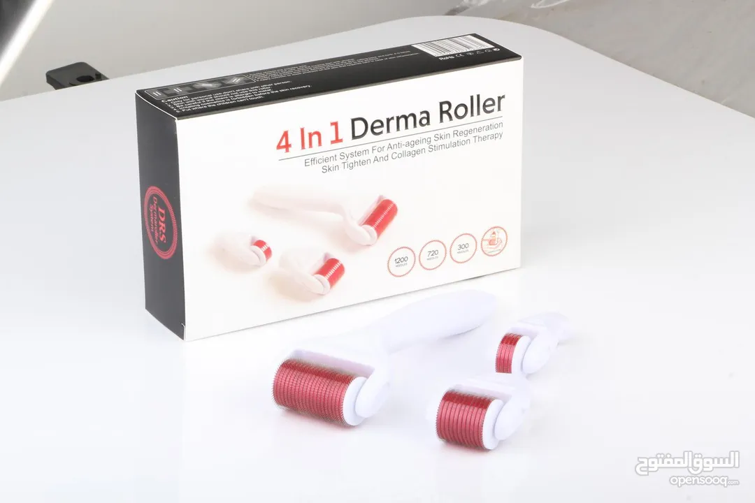 بكج اداه ديرما رولر تيتانيوم 4 في 1 و كريم الكولاجين ديرمارولر مقاسات Derma Roller
