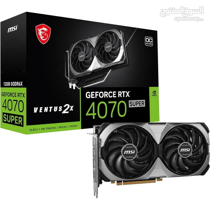 كرت شاشه جيمنج نفيديا جيفورس MSI NVIDIA GEFORCE RTX 4070 SUPER 12GB GDDR6X 2K-4K 2X FANS GAMING GPU