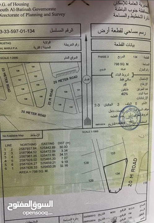 للبيع ارض في ولاية الرستاق مخطط المرجي بوادي بني غافر