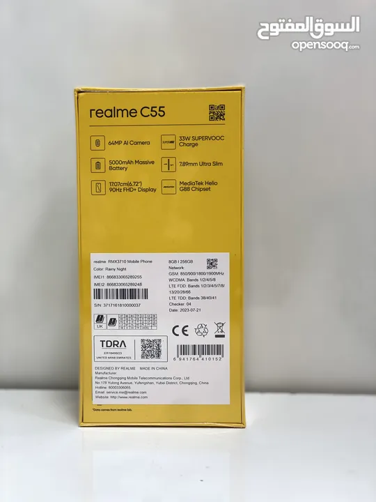 Mobile Realme C55 Brand new mobile phone 8 GB RAM 256 GB STORAGE