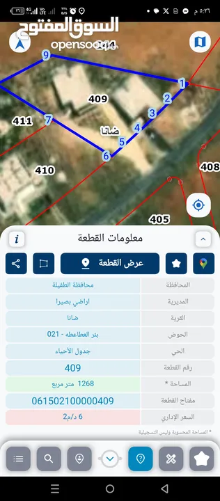 ارض للبيع في بلدة القادسيه/الطفيلة