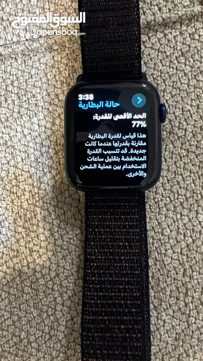 للبيع أو للتبديل Apple Watch Series 6 44mm لون كحلي غامق بحالة ممتازة بتشمل كل الميزت