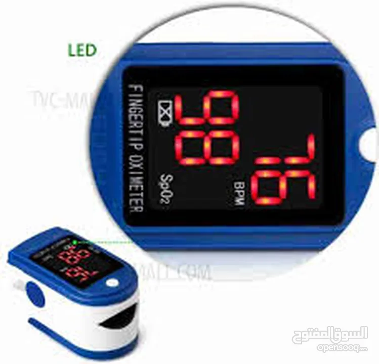 جهاز فحص نسبه الاكسجين بالدم على الاصبع + معدل ضربات دقات القلب oximeter