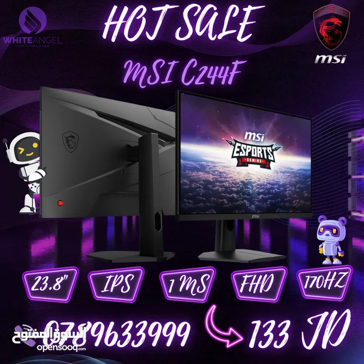عروض نار  عنا غيـــر جديد كفاله عام شاشه جيمنج بواصفات أحترافيه من MSI 24" 170HZ 1MS