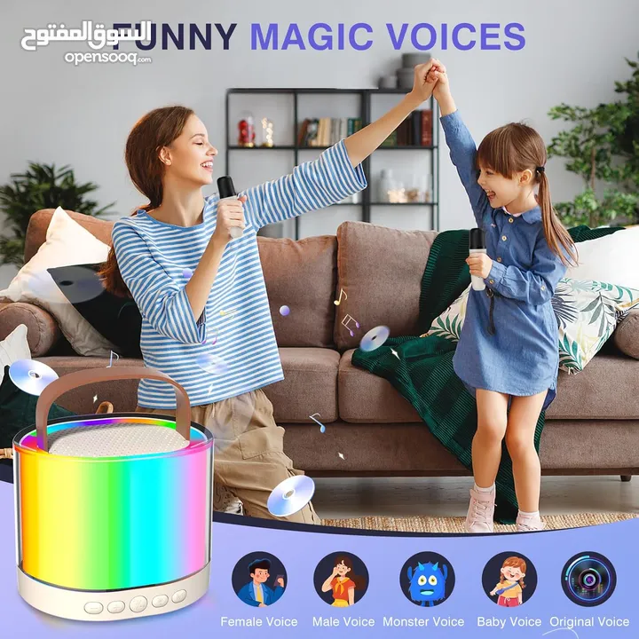 سماعة شحن صغيرة متنقل مع مايك عدد 2 نظام كاروكي للاطفال Karaoke Machine for Kids Adults K52
