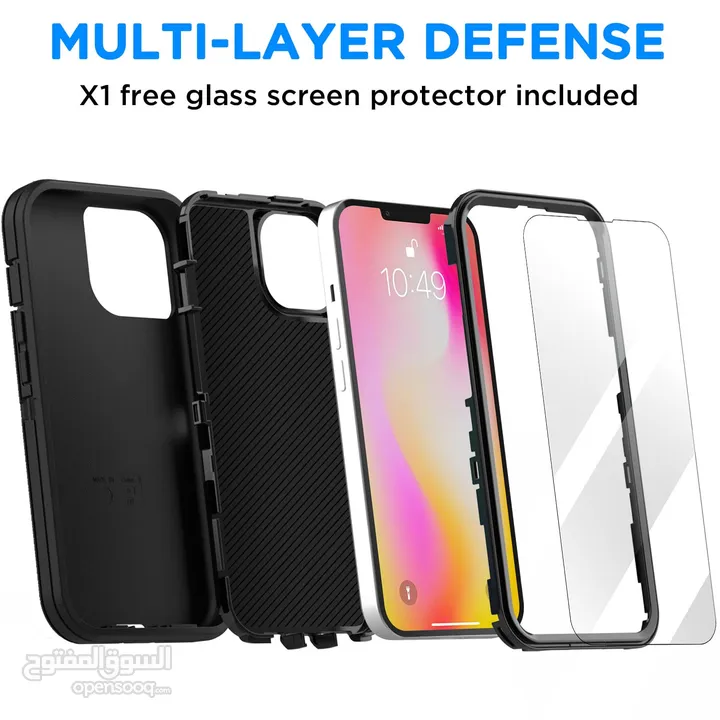 كفر defender الاصلي الاصدار الثاني 4 طبقات حماية خلفية و اطار حماية مع لزقة شاشة ضد الصدمات و الكسر