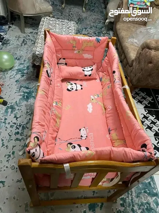 سرير اطفال خشب زان