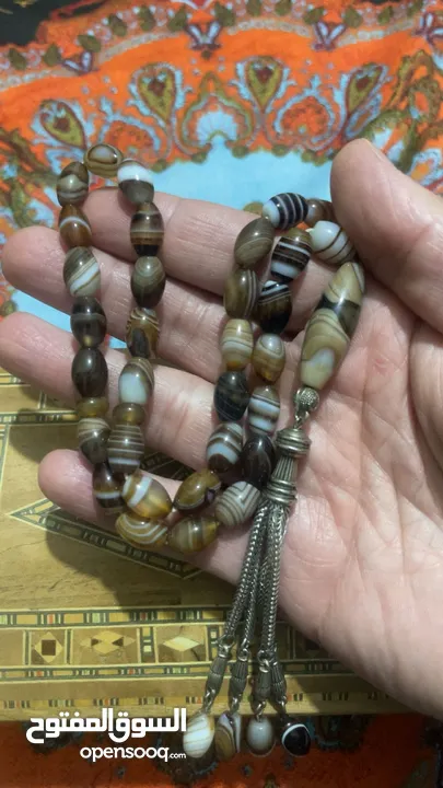 مسبحة عقيق جزع اصلي للبيع بسعر مغري10