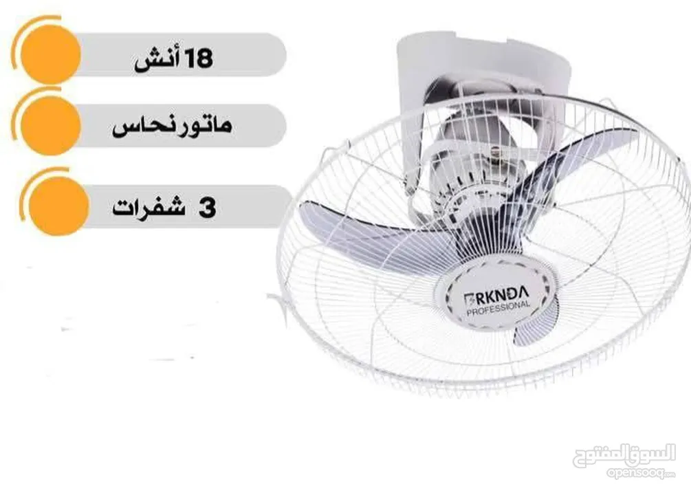 مروحة سقف لولبي 18 أنش من BRKNDA BnationaLشفرات قوية لنسيم قوي
