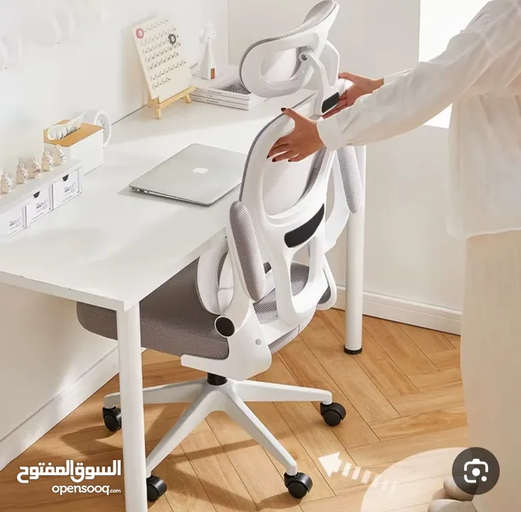 كرسي ثلاثي الابعاد قطني يدعم الفقرات مريح جدآ لجلسات المكتب يتحمل اوزان متنقل سهل الحركة