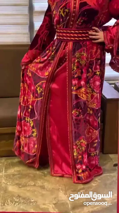 قفطان مغربي أصلي مخمل فاخر قطعتين مع حزام