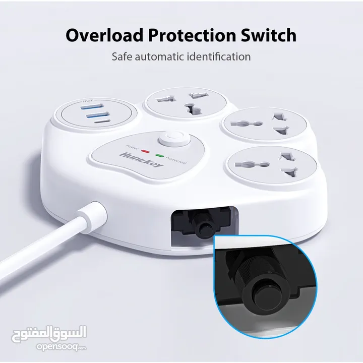 Huntkey SZN307C F2O Charger Pub Station Surge Protect Power Strip 1.5M وصلة كهرباء هانتكي