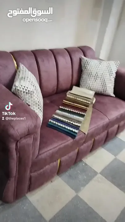 تنجيد كورنر حرف L مع كنبة مزدوجة مع إمكانية اختيار الاقمشة والألوان والتفصيل حسب الطلب