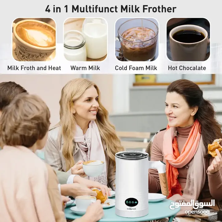 مبخر ومسخن الحليب 4 في 1 Rechargeable Automatic Coffee Milk Frother