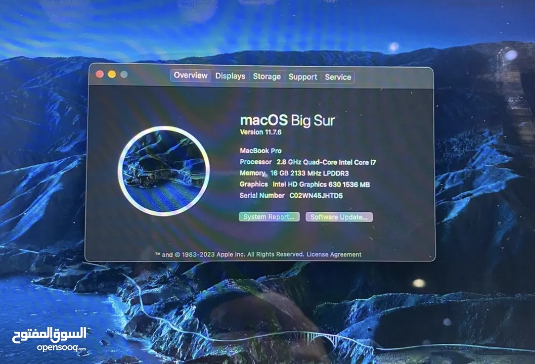 Mac OS Big Sur  Version 11.7.6 MacBook  ماك بوك برو urgent sales Pro Intel core i7