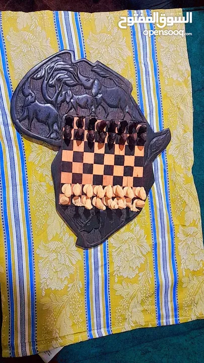 شطرنج خشب نحت يدوي افريقي نوادر
