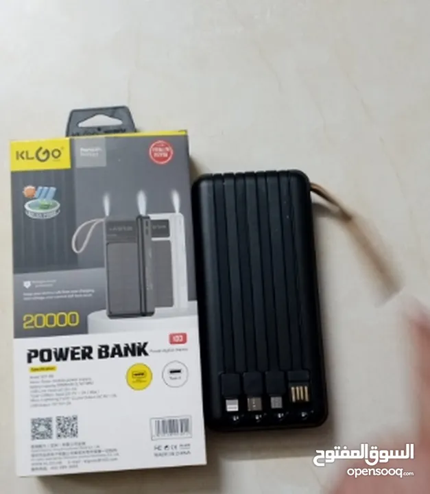 شاحن بور بانك شمسي و كهرباء بطاريه 20000 مللي امبير شحن تلفون خلوي طاقه شمسيه اضائه power Bank