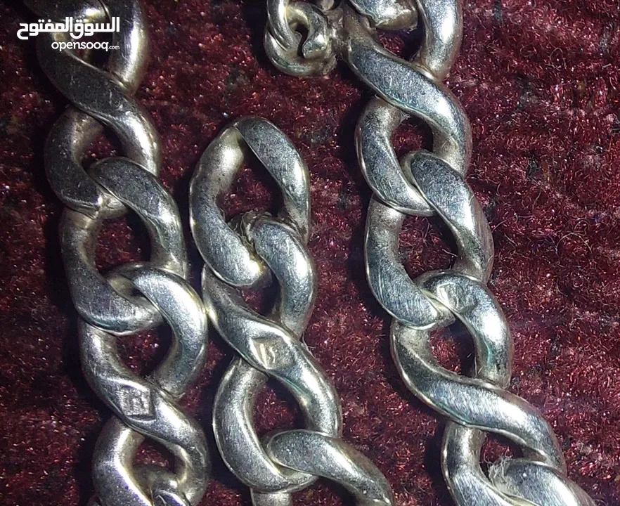 Silver 900 Chain Curb Chain Necklace Bracelet 28inch  Fashion Jewelr سلسله فضه مختومه بثلاثه اختام