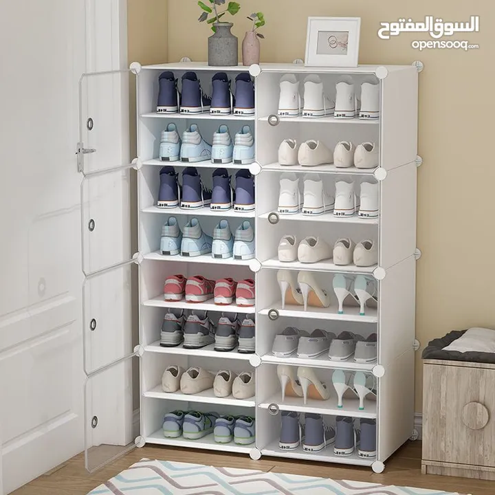 ortable Shoe Rack Organizer Tower,Modular Cube Storage Shoes Cabinet with Translucent Door