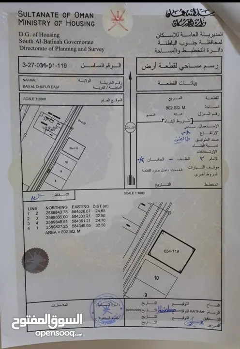 أرض صناعية مسورة قبل اشهر مع بوابتين في صناعية ولاية نخل   Sale, industry land at Nakhal Industry