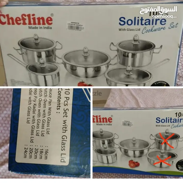 chefline  steel cookware with glass lid