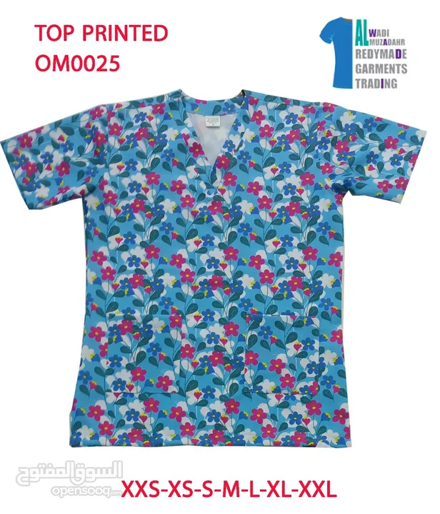 Printed scrub top very good quality garnteed after washing for long time available 24 designs